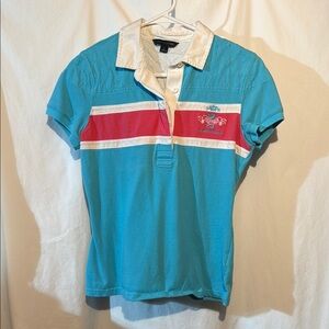 Tommy Hilfiger Blue and Red Polo Sporty Design